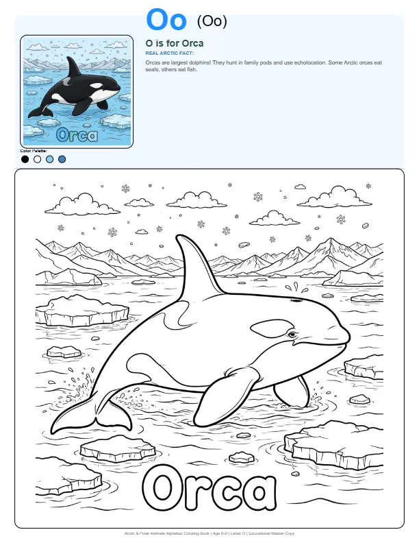 Hard Coloring Pages Orca – Letter O Coloring Page