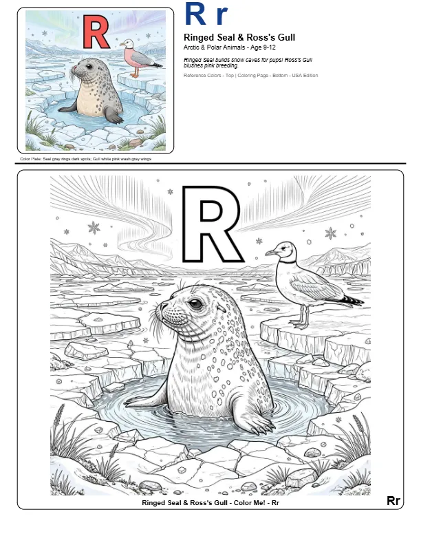 Numbers Coloring Pages Ringed Seal – Letter R Coloring Page
