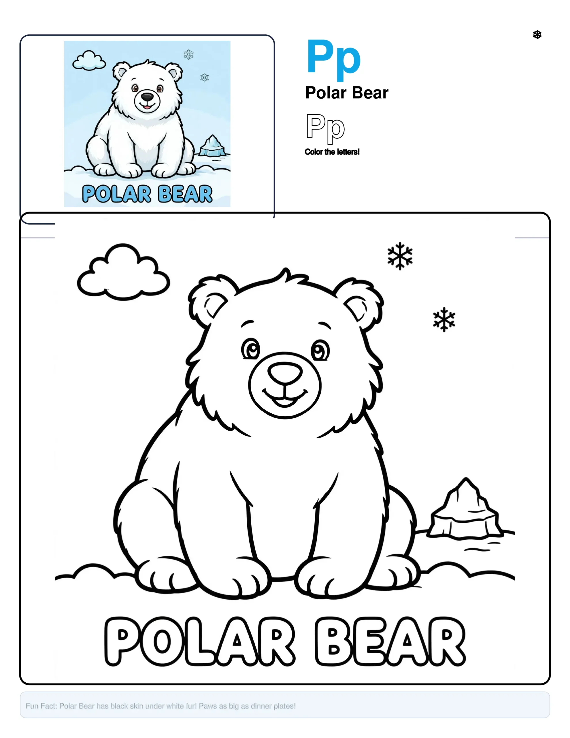 Polar Bear Coloring Pages – Letter P Coloring Page