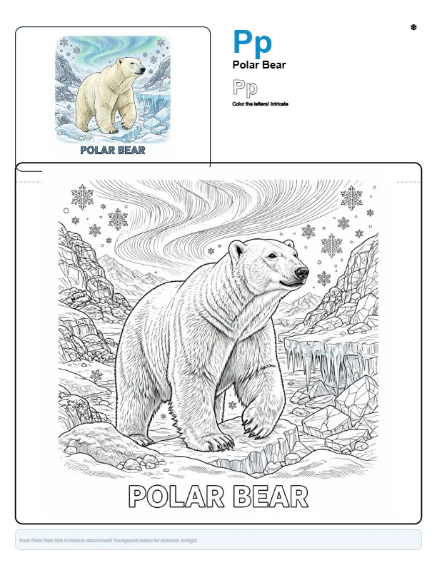 Polar Bear Coloring Pages Pdf – Letter P Coloring Page