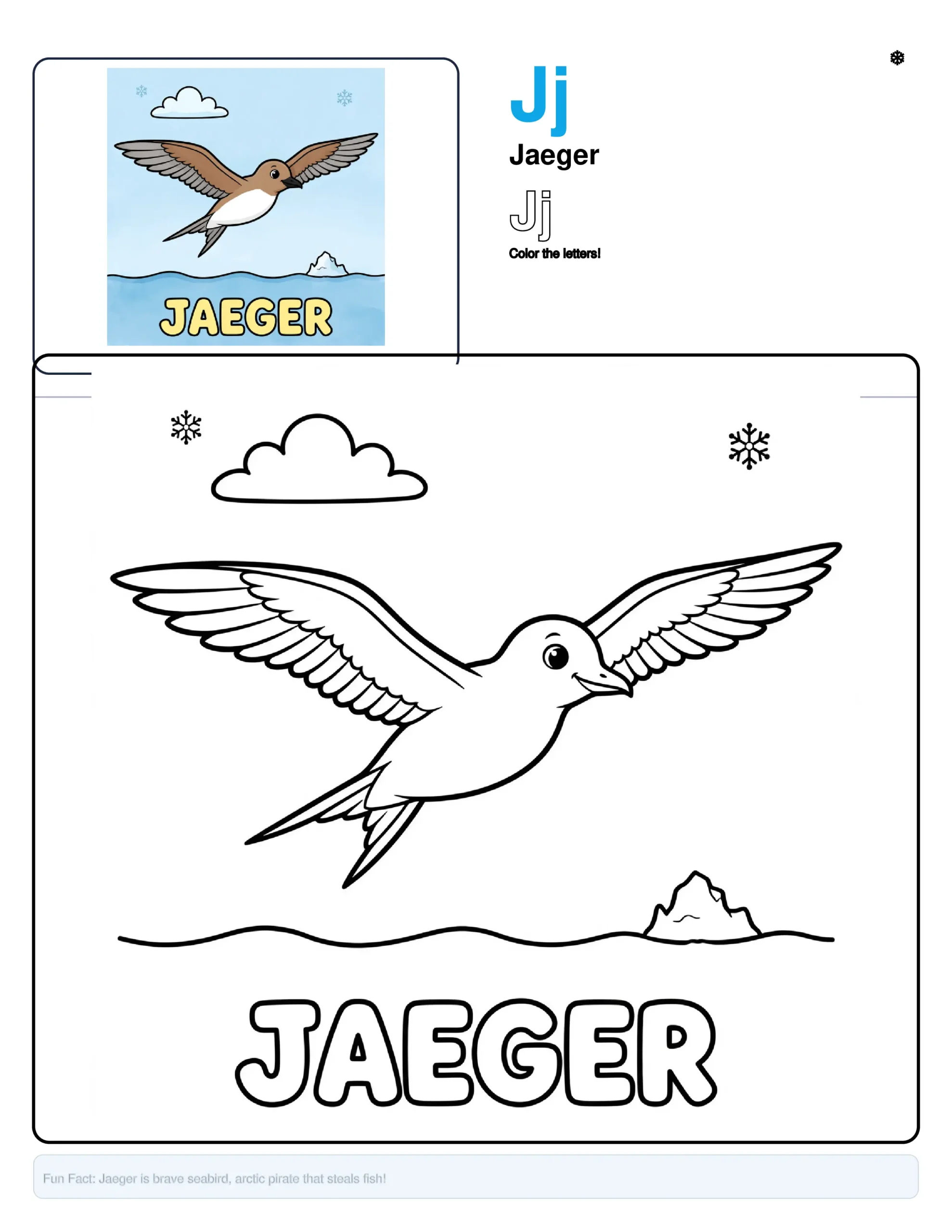 Printable Coloring Pages Jaeger – Letter J Coloring Page