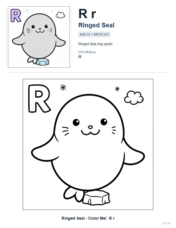 Printable Coloring Pages Of Seal – Letter R Coloring Page