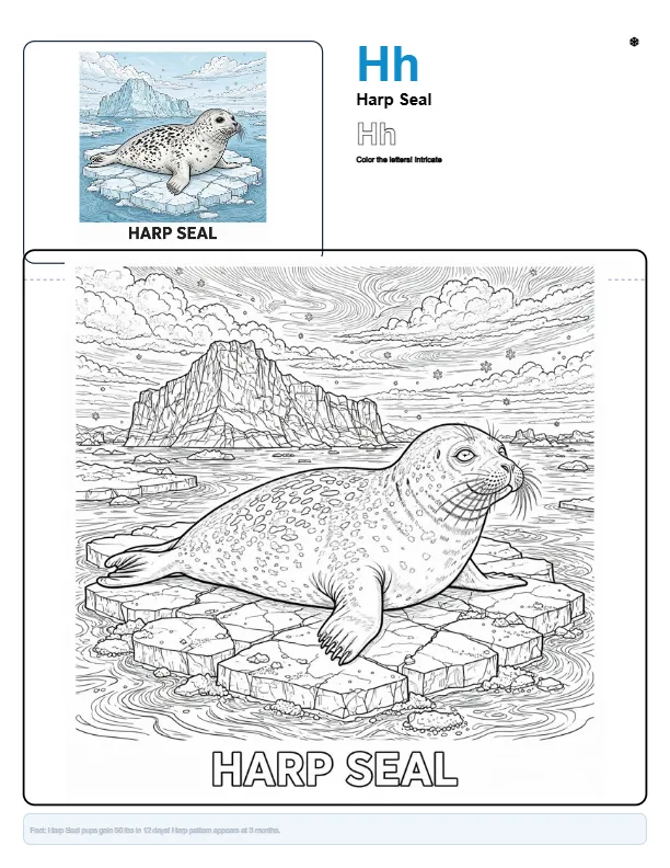 Seal Colouring Pages – Letter H Coloring Page