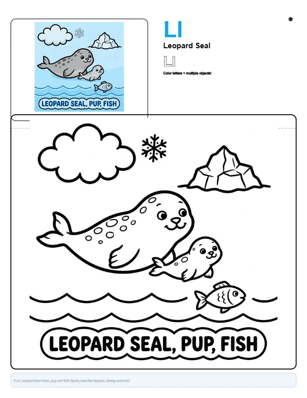 Seal Pictures To Color – Letter L Coloring Page