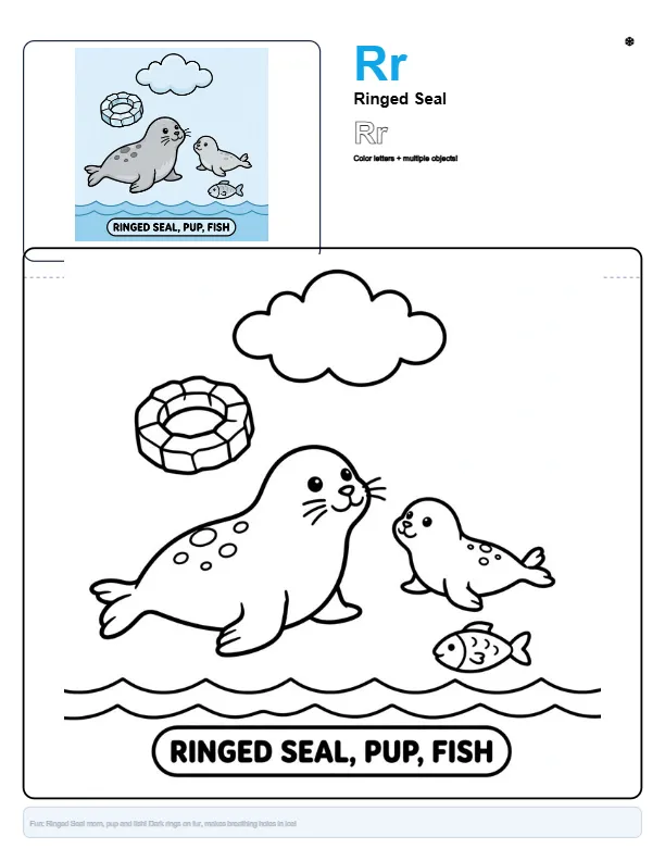 Seals Pictures To Color – Letter R Coloring Page