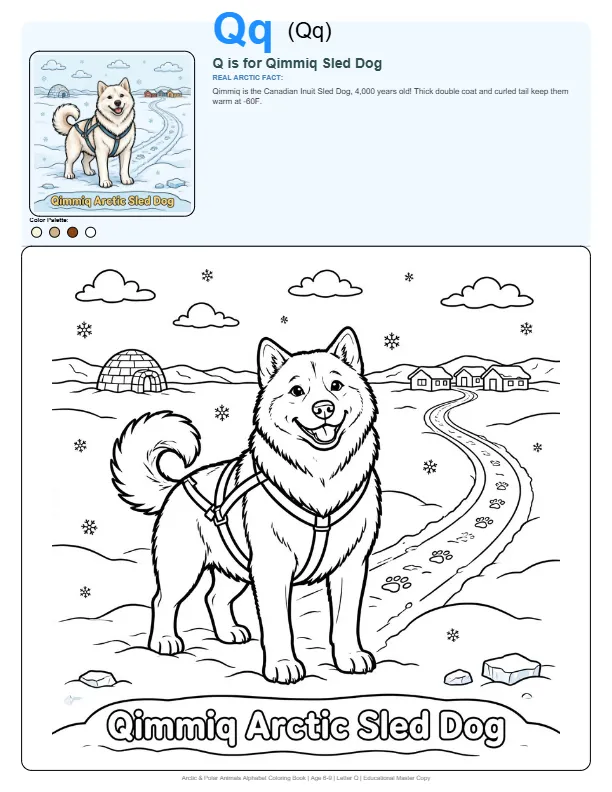 Simple Coloring Pages Qimmiq Sled Dog – Letter Q Coloring Page