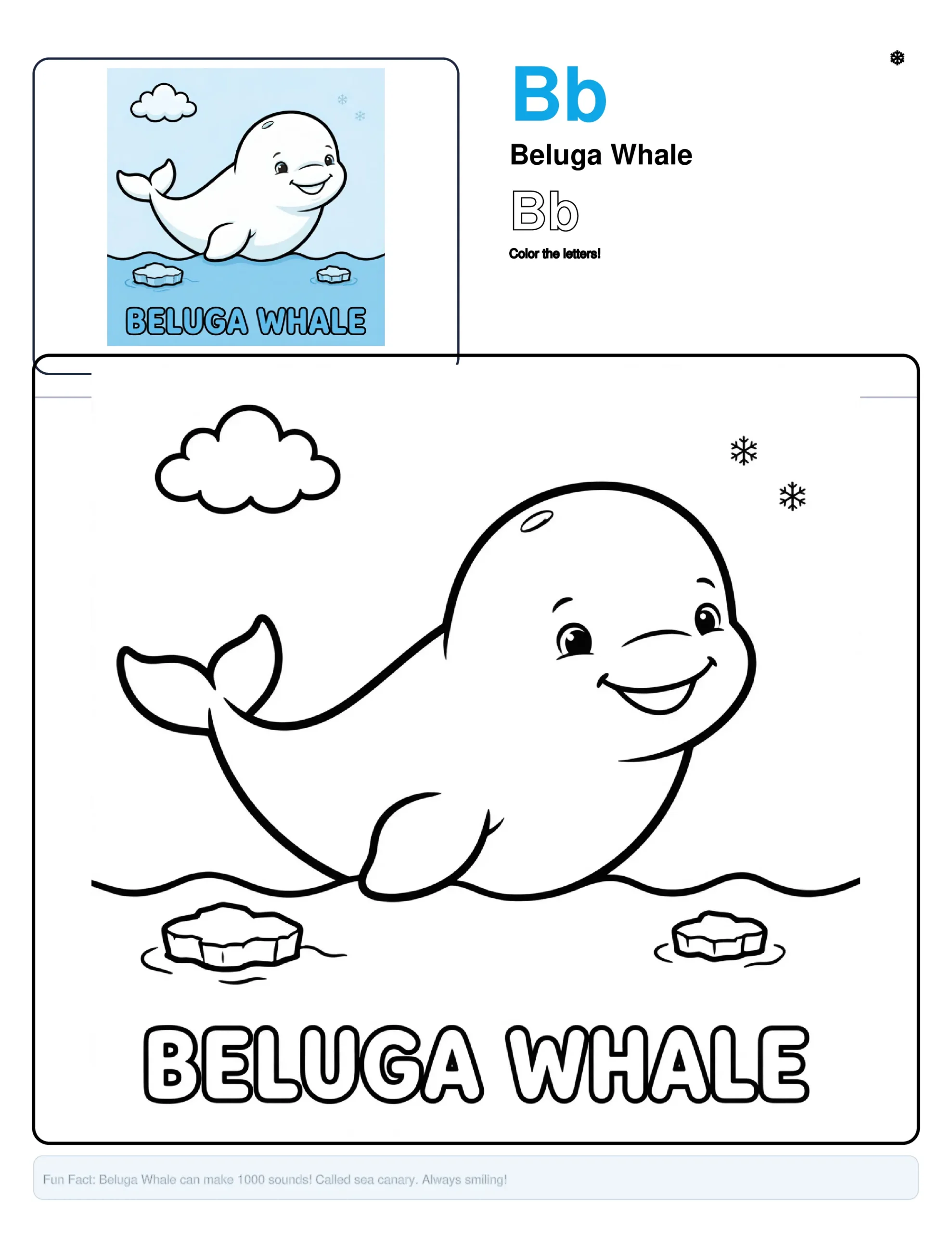 Whale Coloring Pages – Letter B Coloring Page