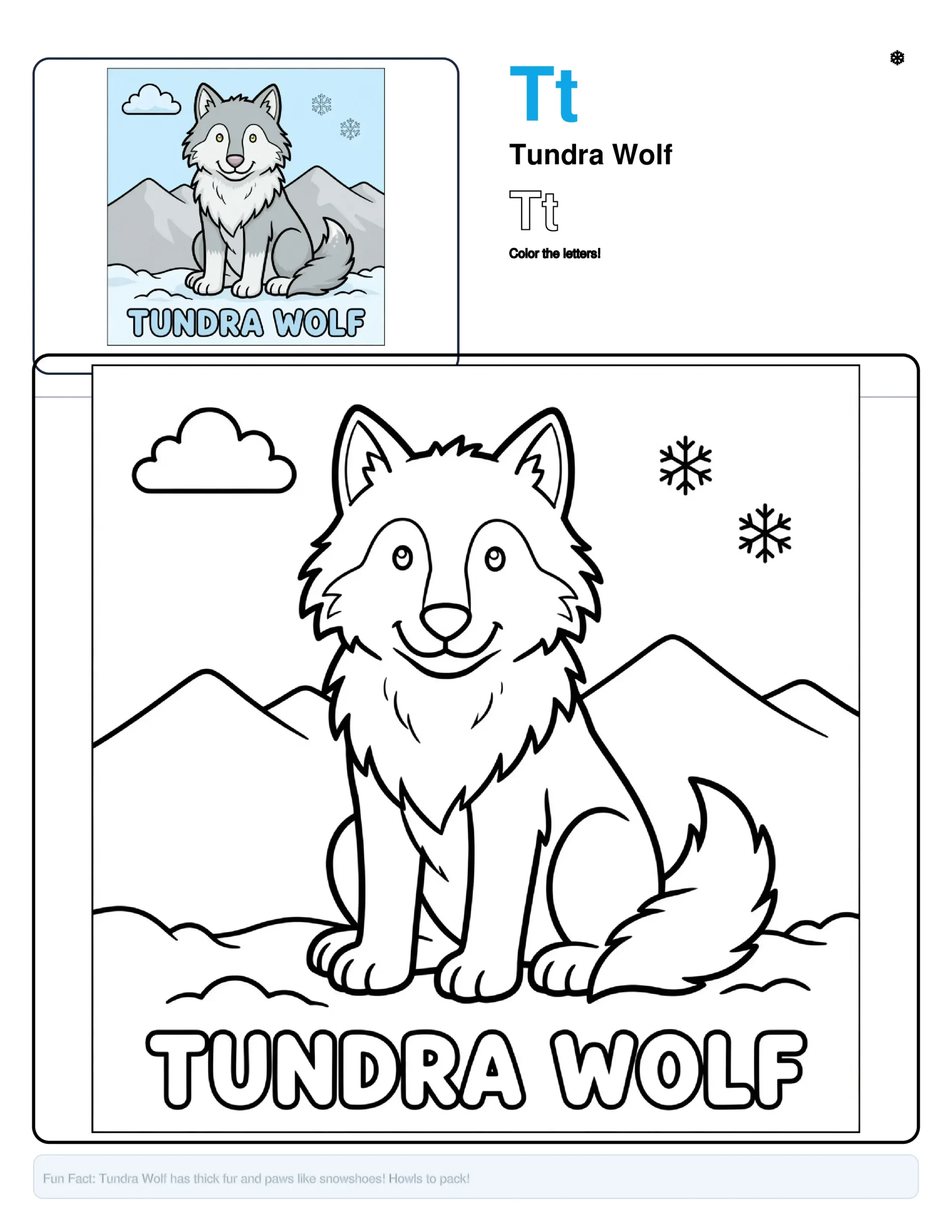Wolf Coloring Pages – Letter T Coloring Page