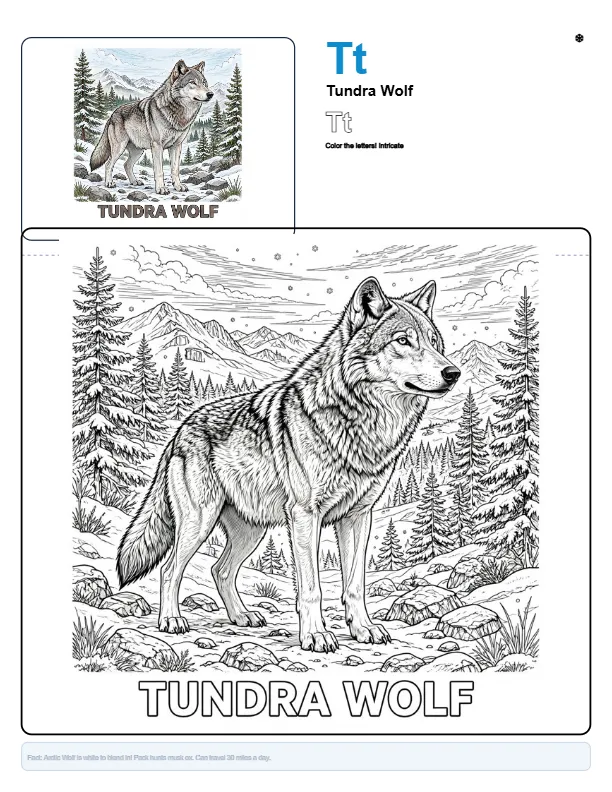 Wolf Coloring Pages Pdf – Letter T Coloring Page