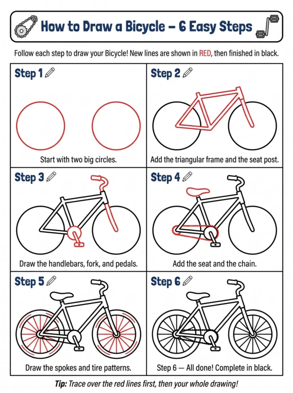 bicycle drawing how to draw step by step bicycle drawing how to draw step by step