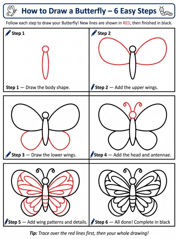 butterfly drawing how to draw step by step