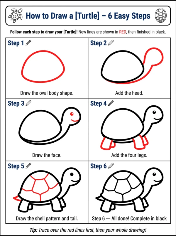 cute turtle drawing how to draw step by step