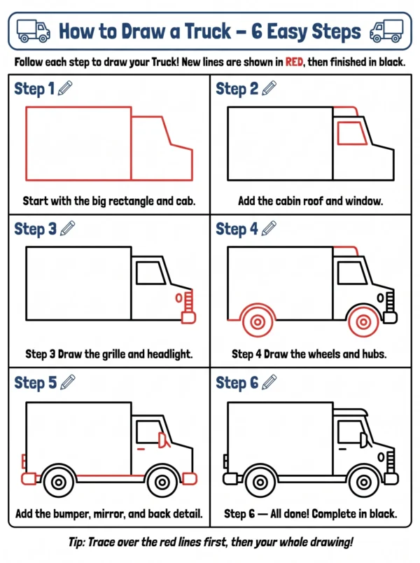 truck drawing how to draw step by step