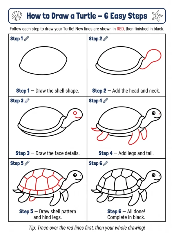 turtle drawing cute animal drawing